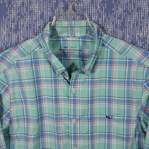 Vineyard Vines On-The-Go Performance‎ Shirt Mens Large Breathable Stretch Green